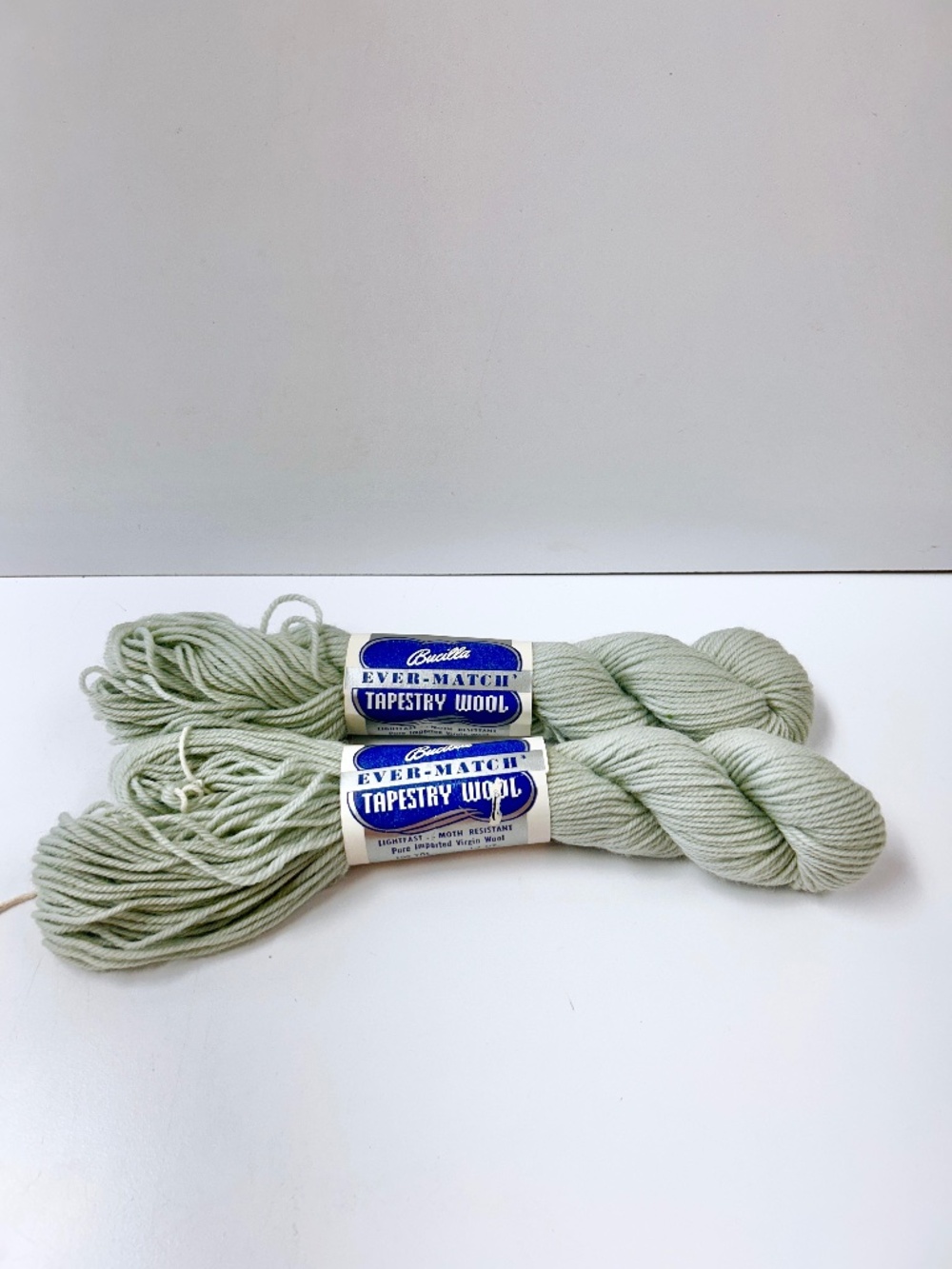 Vintage Bucilla Tapestry  Pure Virgin Wool Yarn Color 1930 No Dye Lots Lt Teal